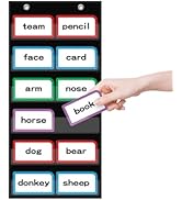 ANCOMEDO 10’’Wide x 25”Tall Pocket Chart, 6 Pockets Clear Pocket Chart Fit Sentence Strips for Sc...