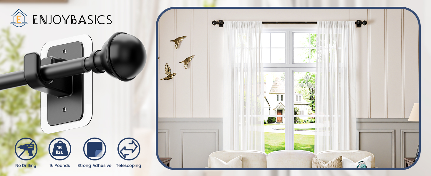 curtain rods no drilling
