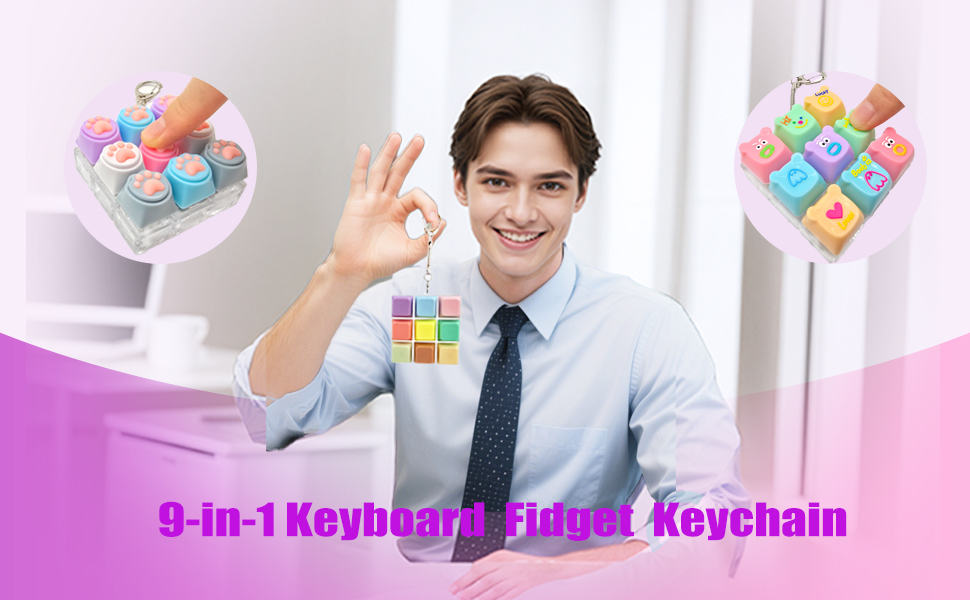 9-in-1 Mini Keyboard Fidget Toy — Stress Relief Clicker Keychain