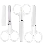 Rotbackmin 4" Kids Scissors with Safety Cove, Small Travel Size Tsa Compliant, Round Blunt Tip, M...