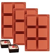 Ocmoiy 3Pcs Silicone Brownie Pan 2" x 2" x 1" Square Chocolate Baking Molds for Brownie Bites, Mu...