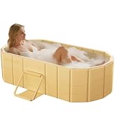 HLCZLUZ Portable Foldable Bathtub, Freestanding Bathtub No Installation, Bathroom SPA Soaking Bat...