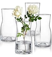 Elsjoy 4 Pack 7 Inch Clear Glass Vases for Centerpieces, Modern Tapered Flower Vase Set for Home ...