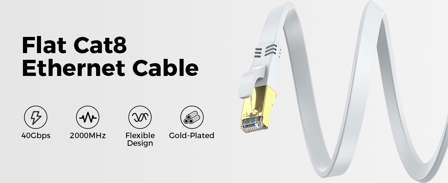 Flat Cat8 Ethernet Cable
