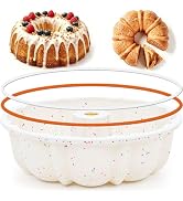 AOTASO Silicone Fluted Tube Cake Pan, Non-Stick Round Silicone Cake Mold with Stainless Steel Fra...