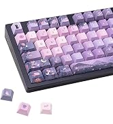 COOMICKEY Dreamy Purple Keycaps, 130 Keys PBT Custom Keycaps, Cherry Profile Dye-Sublimation Keyc...