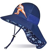 Girls Sun Hat for Kids UV Protection Unicorn Summer Hat Beach Play Hats Wide Brim Neck Flap for G...