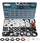 KEZE 24 Sizes Plumbing Washers Assorted Kit 160 PCS Garden Hose Washer Rubber Self Locking Tabs &...