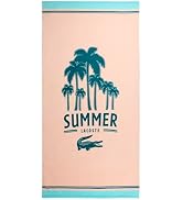 Lacoste 100% Cotton Large Beach Towel, Ultra-Absorbent & Fast-Drying, Machine Washable, Palm Tree...