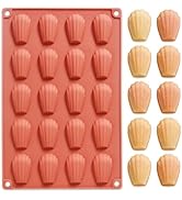 Fchil Silicone Madeleine Baking Mold, 20-Cavity Nonstick Shell Shaped Pan for Cake, Chocolate, Ca...