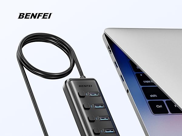 BENFEI USB 3.0 Hub 7-Port, Ultra-Slim Portable USB Splitter with 3.3ft Cable