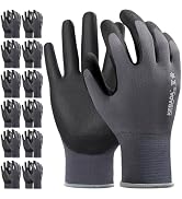 Kebada W5 Safety Work Gloves for Men and Women, Nitrile Coated Grip Gloves for Warehouse, Mechani...
