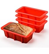 CAKETIME Mini Loaf Pan, Silicone Bread Loaf Pan Nonstick Set of 4 for Baking Bread, Toast, Browni...
