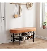 TinyTimes Shoe Bench with Storage for Entryway, 40", Small Shoe Rack Bench with 3-Tier Organizer ...