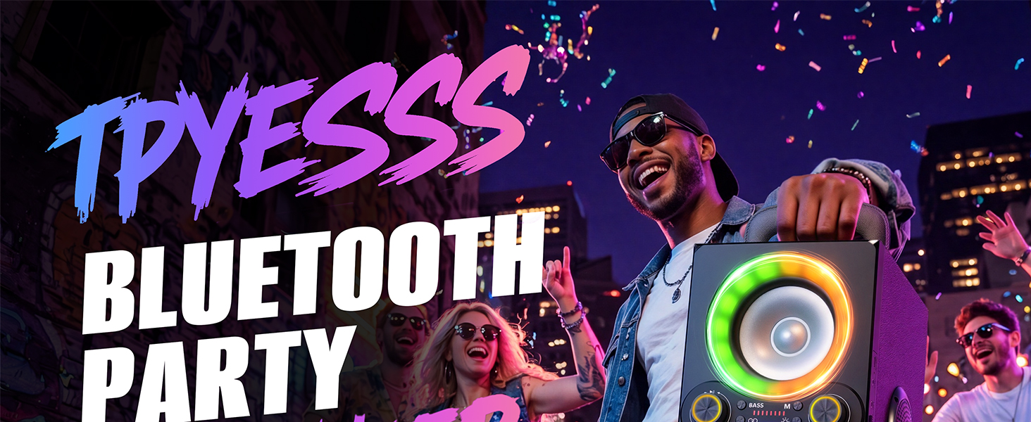 TPYESSS party bluetooth speaker, loud party speaker, party speakers bluetooth wireless