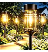 Amzarp 8 Pack Solar Garden Lights, Bright LED Solar Pathway Lights Outdoor IP65 Waterproof Rugged...