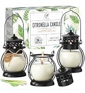 Citronella Candles Outdoor 3 Pack, DEET-Free Soy Wax Candles with Upgraded Metal Lantern Design, ...
