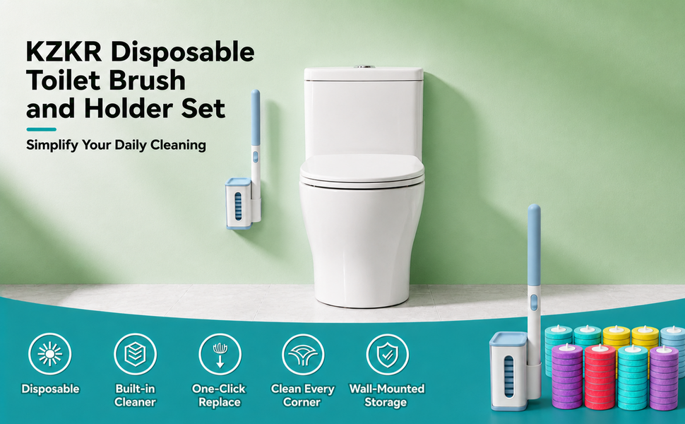 KZKR Disposable Toilet Brush and Holder Set