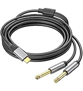 Ubramac USB C to Dual 6.35mm 1/4 inch Stereo Splitter Y Cable, USB Type C to Dual 6.35mm 1/4 inch...