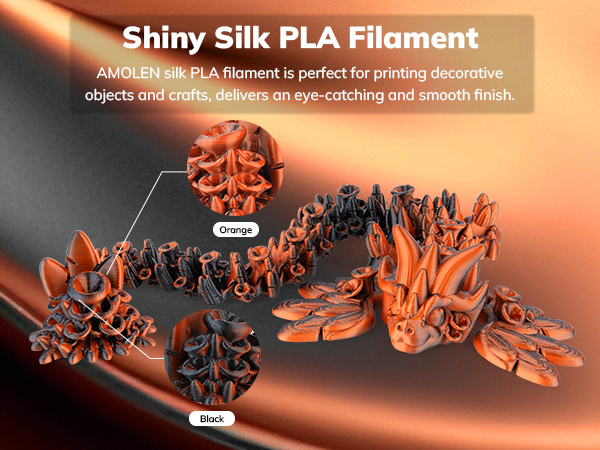 AMOLEN Silk PLA 3D Printer Filament, Dual Color PLA 1.75mm