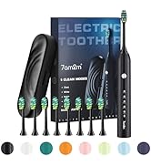 7AM2M Sonic Electric Toothbrush for Adults and Kids, with 8 Brush Heads and Travel Case,5 Modes w...