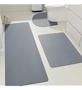 Ultra Thin Bath Mat, Upgrade Backing Non Slip Thin Bath Mats Fit Under Door, Quick Dry Ultra Abso...