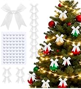 TIMESEEK 60Pcs Crisp White Gift Wrap Bows, 3.3" Satin Ribbon Bows for Gift Wrapping, Large Size B...