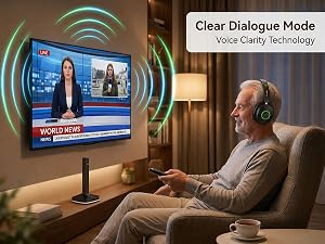 wireless tv headphones, headphones for tv watching, tv headset for seniors elderly