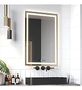 Dimmable LED Bathroom Mirror 18" x 40" Front and Backlit Anti-Fog Memory Brightness, Three Color ...