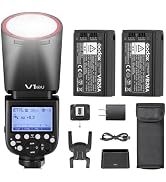 Godox V1 N USA Version Flash for Nikon with 2pack 76Ws 2600mAh Battery 2.4G TTL Round Head Speedl...