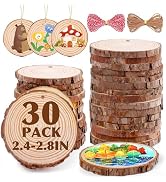 30 Pack Wood Slices for Crafts,2.4-2.8In Unfinished Natural Wood Rounds with Tree Bark.Wood Circl...