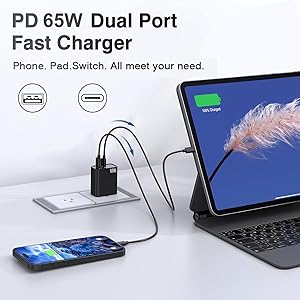 65w dual port fast charger