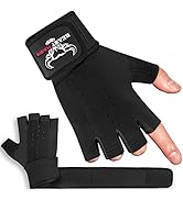 BEAST RAGE Padded Workout Gloves for Men, Long Wrist Straps Stabilize Adult Grip Weight Lifting G...