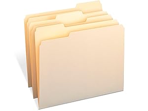 Basics Manila Folders, 1/3-Cut Tab Letter-Size Folders