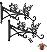 KEHOUXRE 2 Pack Plant Hanger Hooks-12in Hanging Basket Hook-Heavy Duty Metal Wall Hanger with But...