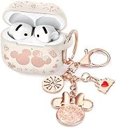 (with Cute Keychain) Girovo Compatible with Apple Airpods 4 Case 2024 Women, Soft Silicone Two-To...