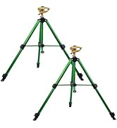 HOURLEEY 2 Pack Impact Sprinkler on Tripod, Rotating Water Sprinklers for Yard Lawn and Garden, H...