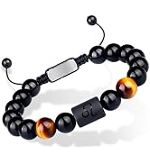 Purdvro Non-tarnish Zodiac Bead Bracelet Leo Gifts for Men Women,Black Onyx Stone Star Sign Const...