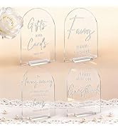 Clear 4PCS Acrylic Wedding Signs for Ceremony and Reception Guest Book Gifts and Cards Favors Ple...
