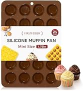 Firstfooby Silicone Mini Muffin Pan, 24-Cup Mini Cupcake Pan for Baking Nonstick BPA Free, Food-G...