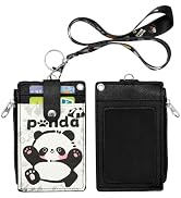 HASFINE Cute Panda ID Badge Holder with Lanyard, 2-Sided Functional ID Card Holder with 3 Card Sl...