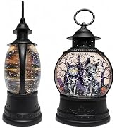 9.45 Inch Halloween Black Cat Water Glitter Lantern with Spooky Laugh Sound | Lighted Snow Globe ...