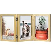 TOFOREVO 4x6 3 Picture Frame Triple Wooden Hinged Photo Frame Definition Glass Stand Vertically o...