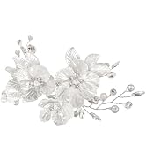 Starfa Lab Bride Flower Silver Piece Pearl Hair Clip,Wedding Hair Accessories for Women and Bride...