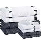 Homaxy 100% Cotton Kitchen Towels and Dishcloths Set, 12 x 12 & 16 x 26 Inches, Set of 8 Bulk Dua...