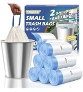 T.FORING Small 2 Gallon Trash Bags Drawstring,0.96 Mil,Unscented,120 Count | Tear-Free,Leakproof,...