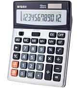 M&G Desk Calculator 12 Digit Extra Large LCD Display Calculator, Dual Solar Power and Battery, Ba...