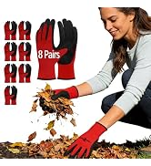 Trendara 8 Pairs Red gloves for men gardening gloves,garden gloves for women,Breathable latex dip...