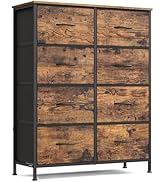 SONGMICS Dresser for Bedroom, Chest of Drawers, Steel, MDF, 8 Non-Woven Fabric Drawers, Storage O...