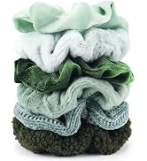 Scrunchies for Women Girls 6Pcs Green Velvet Scrunchies for Thick Hair Ultra Textured Soft Scrunc...